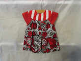 Red and white striped flower dress 2pc
